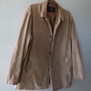 Tan Newport Harbor Genuine Suede Leather Jacket Size XL Tailored USA Water Proof